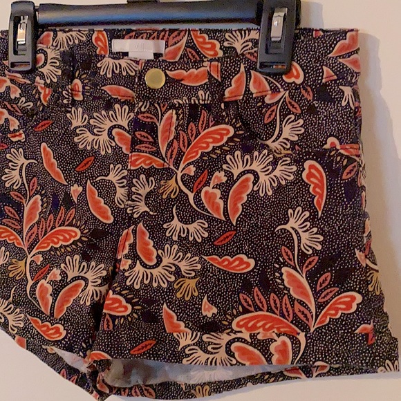 H&M Size 4 Peacock Patterned Cuffed Shorts Of Navy Blue Dusty Coral White Yellow - Picture 8 of 12